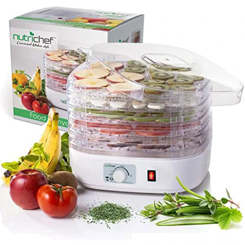 NutriChef 5 Tray Rack Electric Food Dehydrator Machine - Countertop Kitchen Use