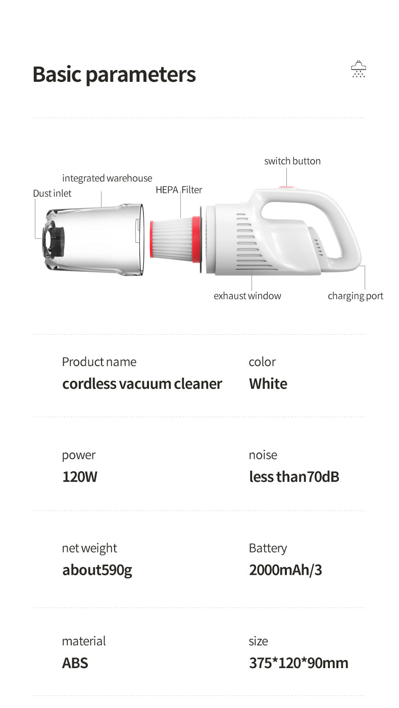 Xiaomi 12000PA Portable Car Vacuum: Wireless Professional Cleaner