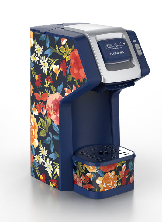 Hamilton Beach FlexBrew Single-Serve Coffee Maker with Floral Design - Brews Pods and Grounds, 6-14 oz Cups